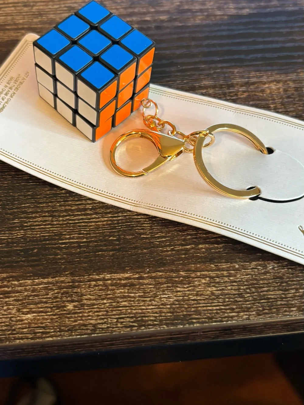 Mini Rubik-Style Cube Keychain in Orange, Blue, White & Yellow
